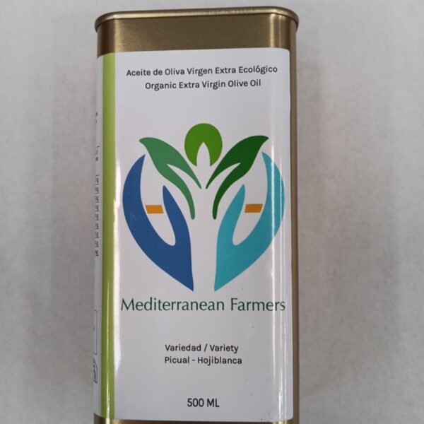 Aceite de oliva virgen extra ecológico Picual y Hojiblanca en lata de 0,5 L de Periana