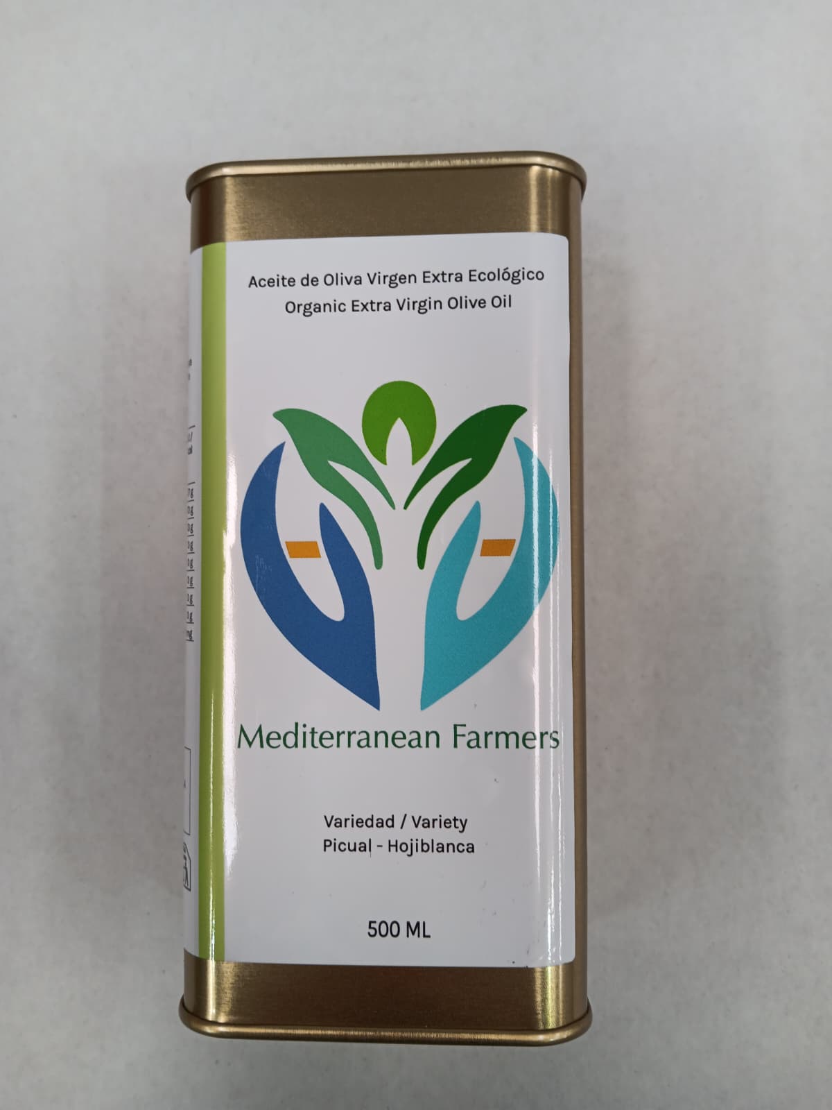 Aceite de oliva virgen extra ecológico Picual y Hojiblanca en lata de 0,5 L de Periana